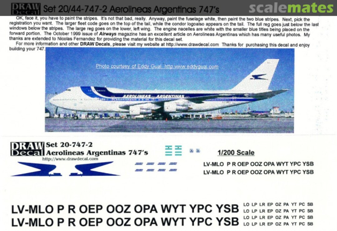 Boxart Aerolineas Argentinas 747's 20-747-2 Draw Decal