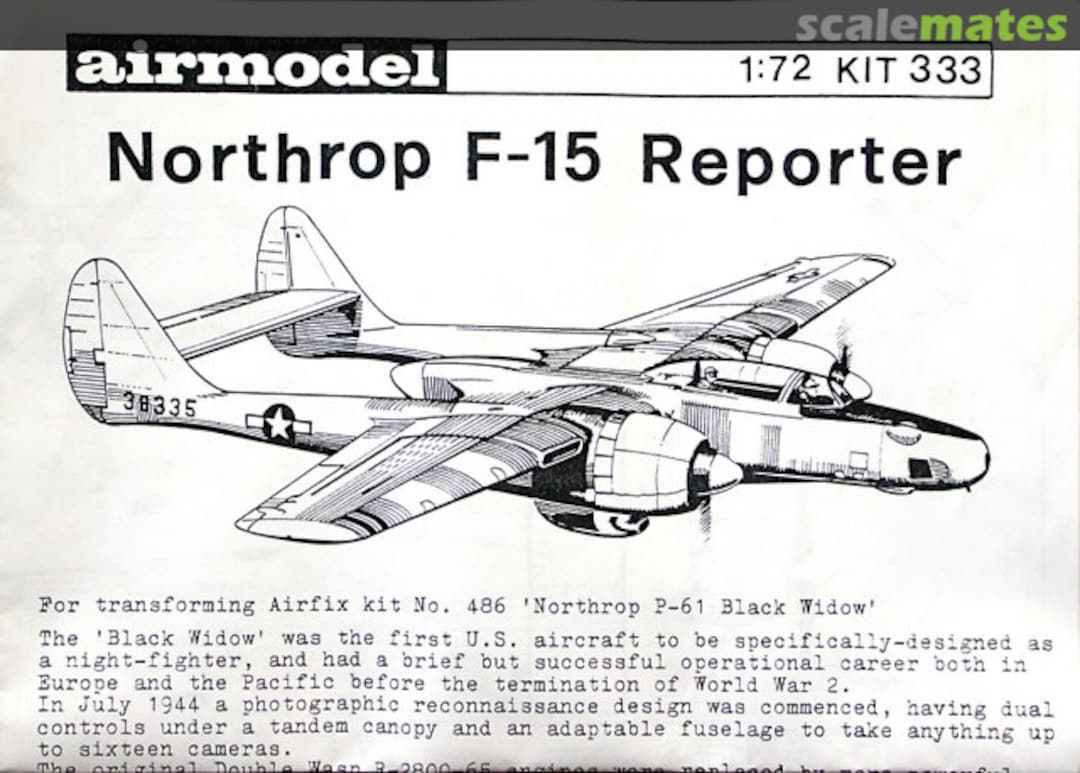 Boxart Northrop F-15 Reporter 333 Airmodel