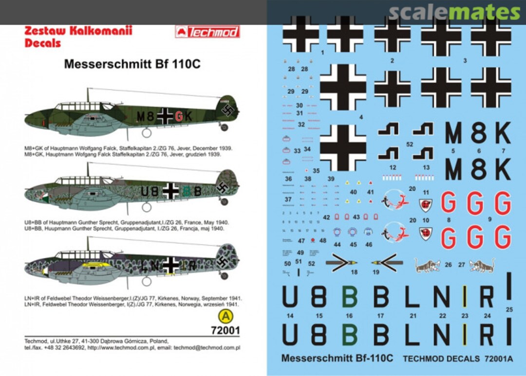 Boxart Messerschmitt Bf 110C 72001 Techmod