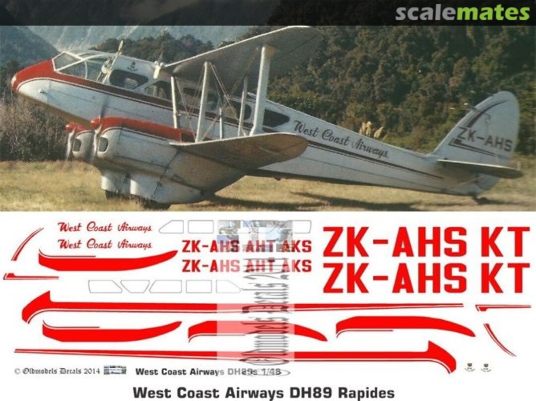 Boxart West Coast Airways DH89 OMD0430 Oldmodels Decals