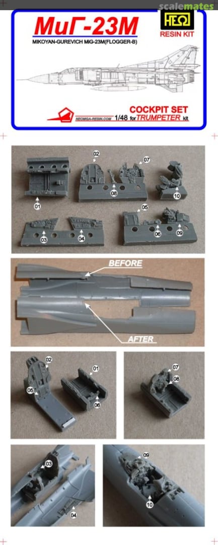 Boxart MiG-23 cockpit set C94 NeOmega