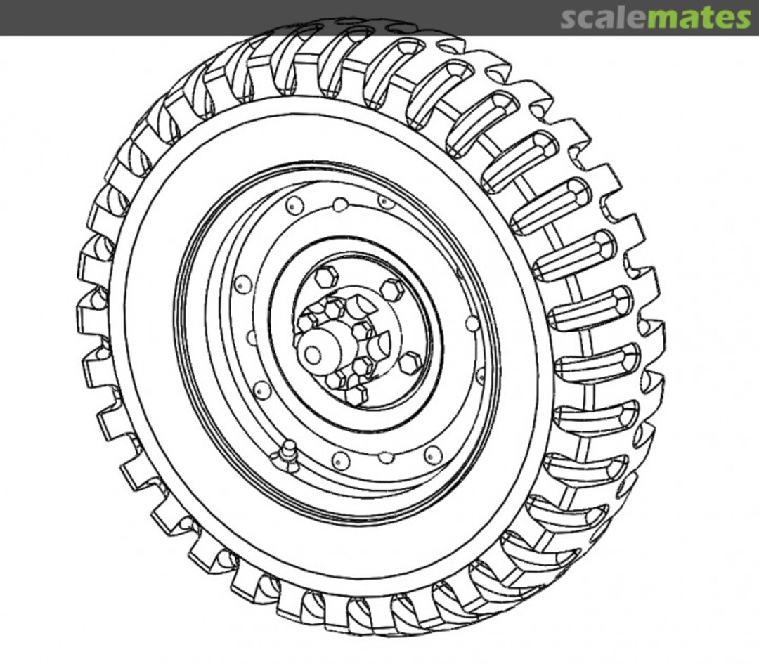 Boxart Jeep Willy's wheel set - standard tyre  U3D