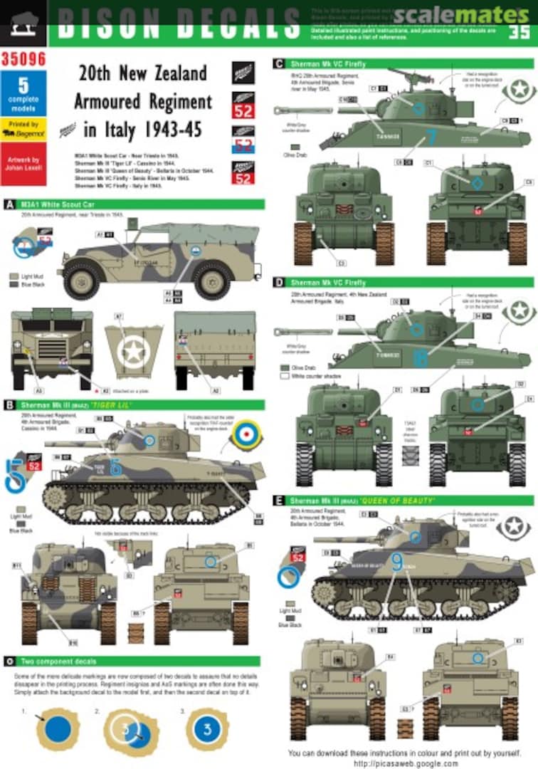 Boxart 20th New Zealand Armoured Regiment 35096 Bison Decals