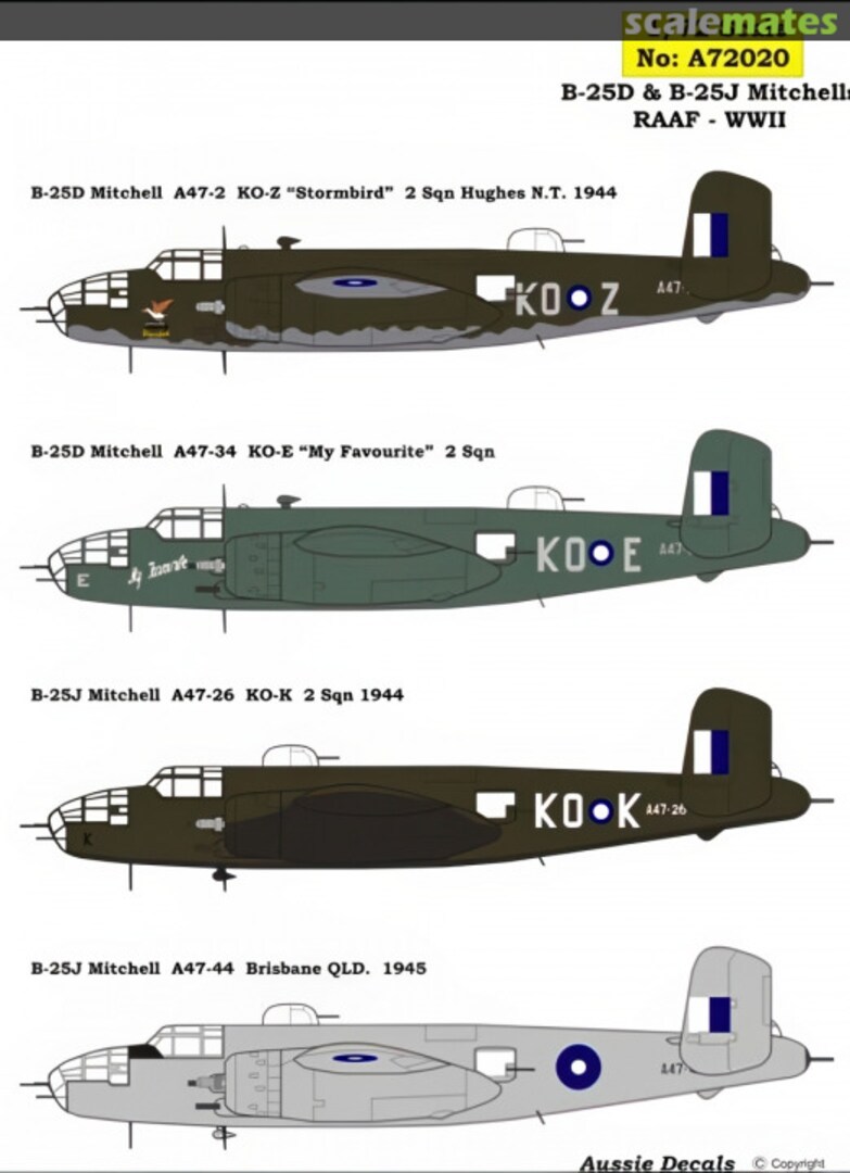 Boxart B-25D & B-25J Mitchells 72020 Aussie Decals