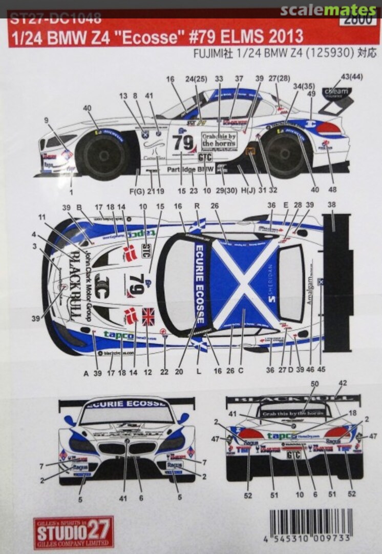 Boxart BMW Z4 "Ecosse" #79 ELMS 2013 (for Fujimi) ST27-DC1048 Studio27