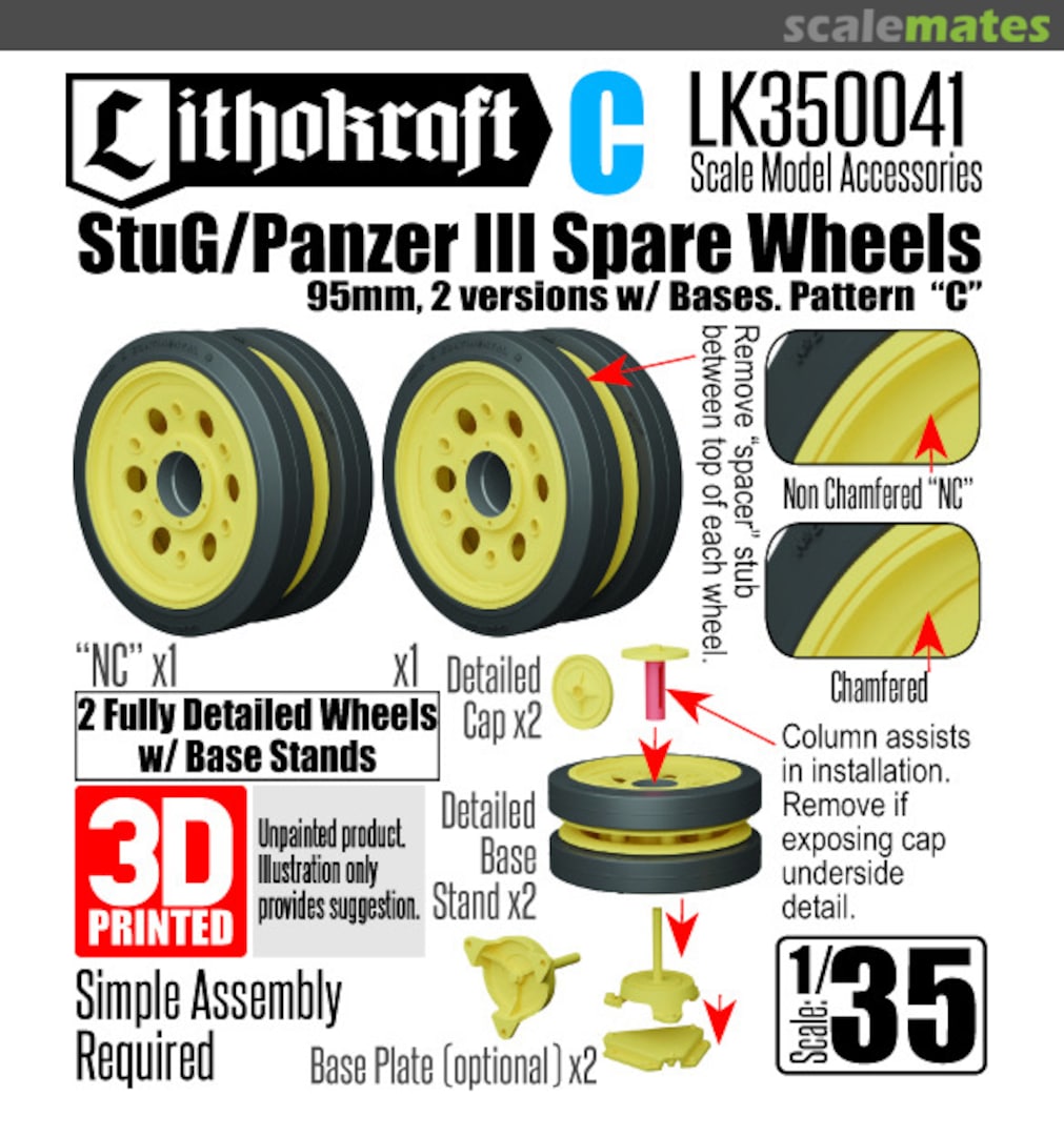 Boxart StuG/Pz III Spare Wheels w/Bases PATTERN C LK350041 Lithokraft