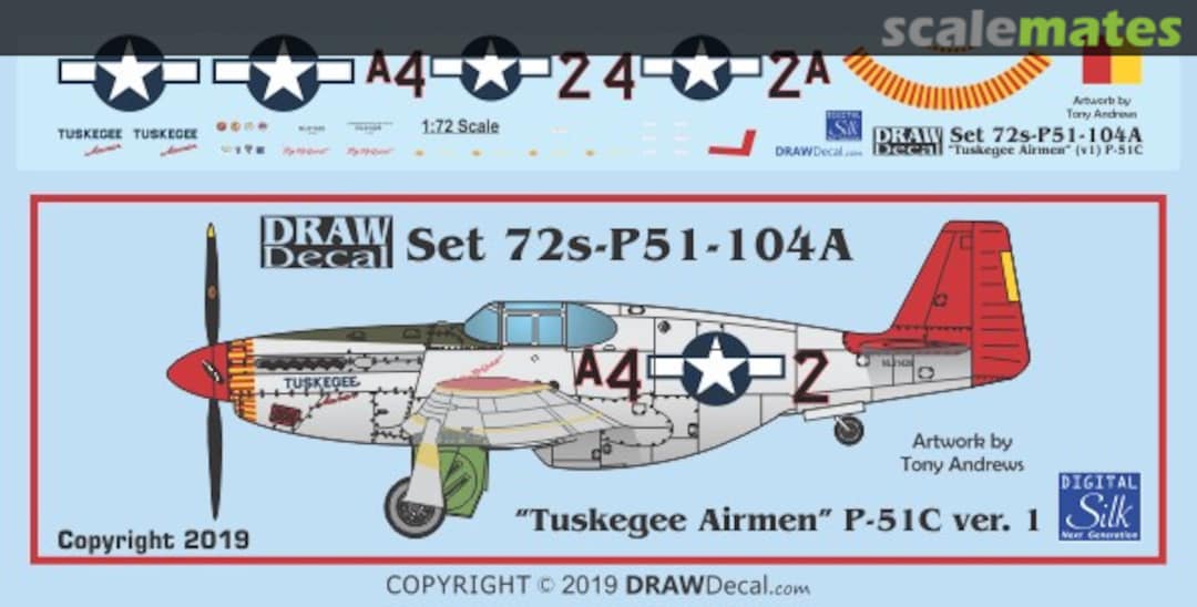 Boxart “Tuskegee Airmen” P-51C ver. I 72-P51-104A Draw Decal