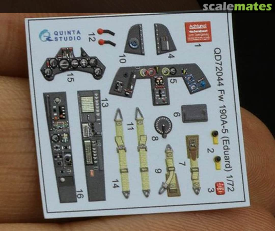 Contents Fw-190A-5 interior 3D decals QD72044 Quinta Studio