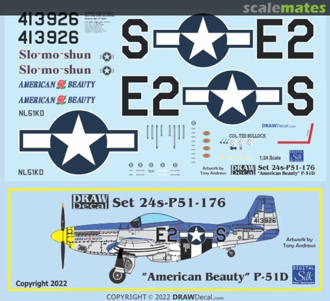 Boxart “American Beauty” P-51D N51KD 24-P51-176 Draw Decal