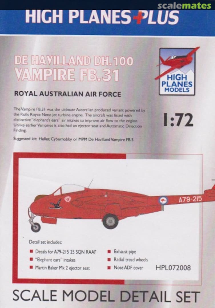 Boxart De Havilland DH.100 Vampire FB.31 HPL072008 High Planes Models