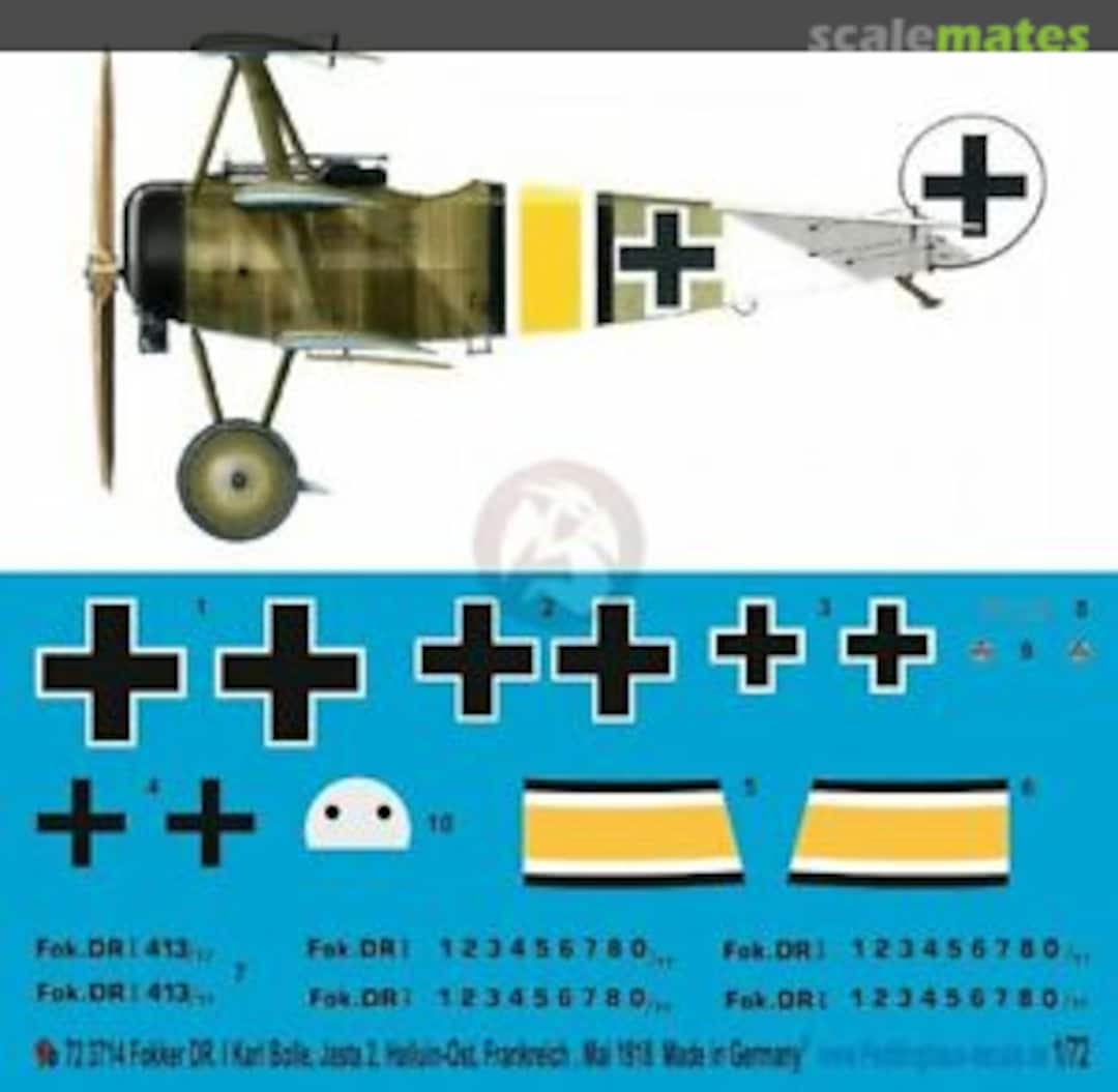 Boxart Fokker Dr.I Markings Karl Bolle 3826 Peddinghaus-Decals