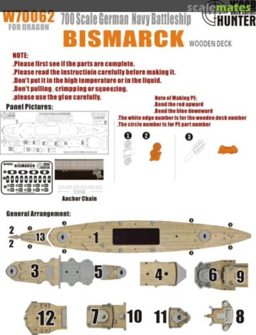 Boxart German Navy Battleship Bismarck Wooden Deck W70062 Wood Hunter