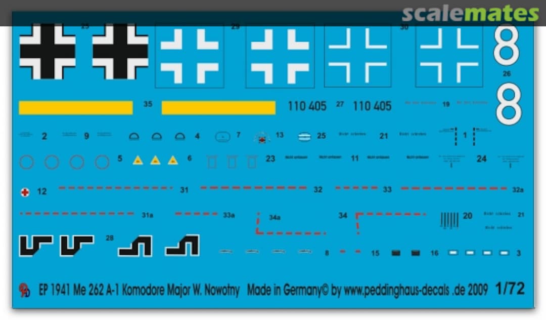 Boxart Me 262 A-1 Kommodore Major Walter Novotny EP 1941 Peddinghaus-Decals
