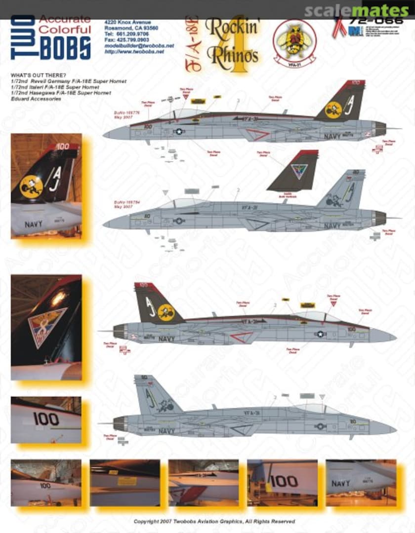 Boxart F/A-18E Rockin' Rhinos 4 VFA-31 72-066 TwoBobs Aviation Graphics