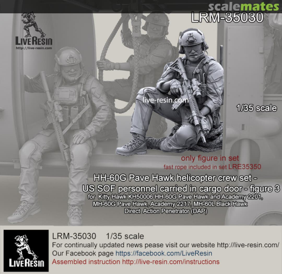 Boxart HH-60G Pave Hawk helicopter crew set - SOF personnel carried in cargo door - figure 3 LRM 35030 Live Resin