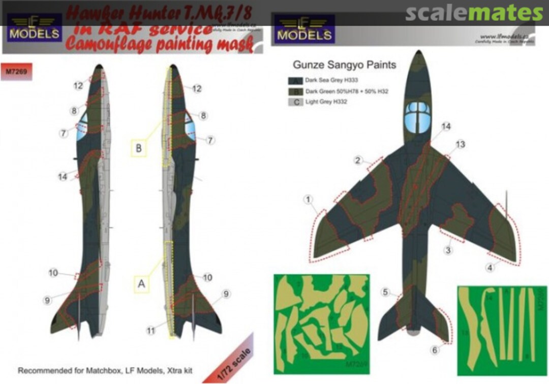 Boxart Hawker Hunter T.Mk.7/8 in RAF service Camouflage Painting Mask M7269 LF Models