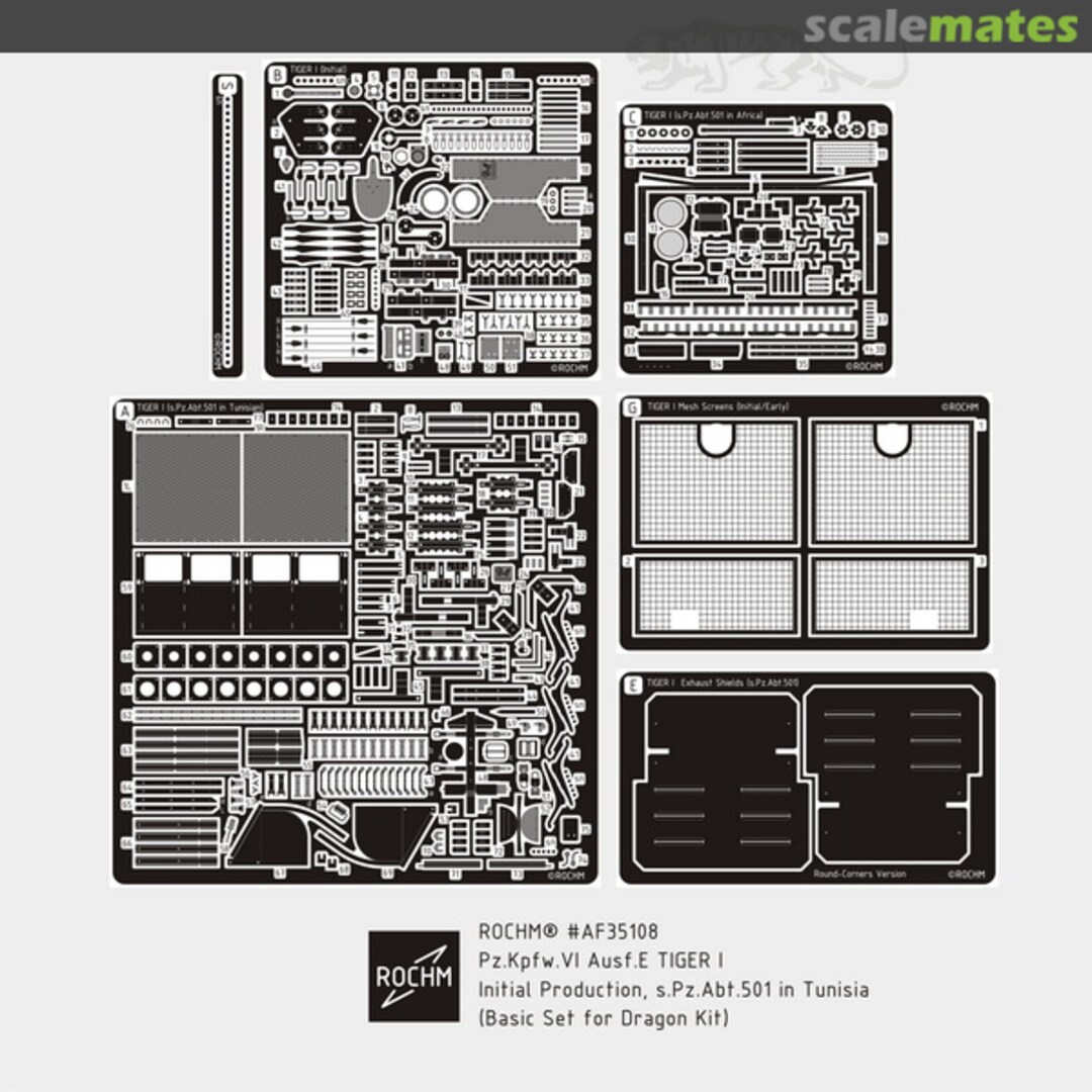 Boxart Pz.Kpfw.VI Ausf.E Tiger I Initial Production sPz.Abt.501 Basic Set AF35108 Rochm