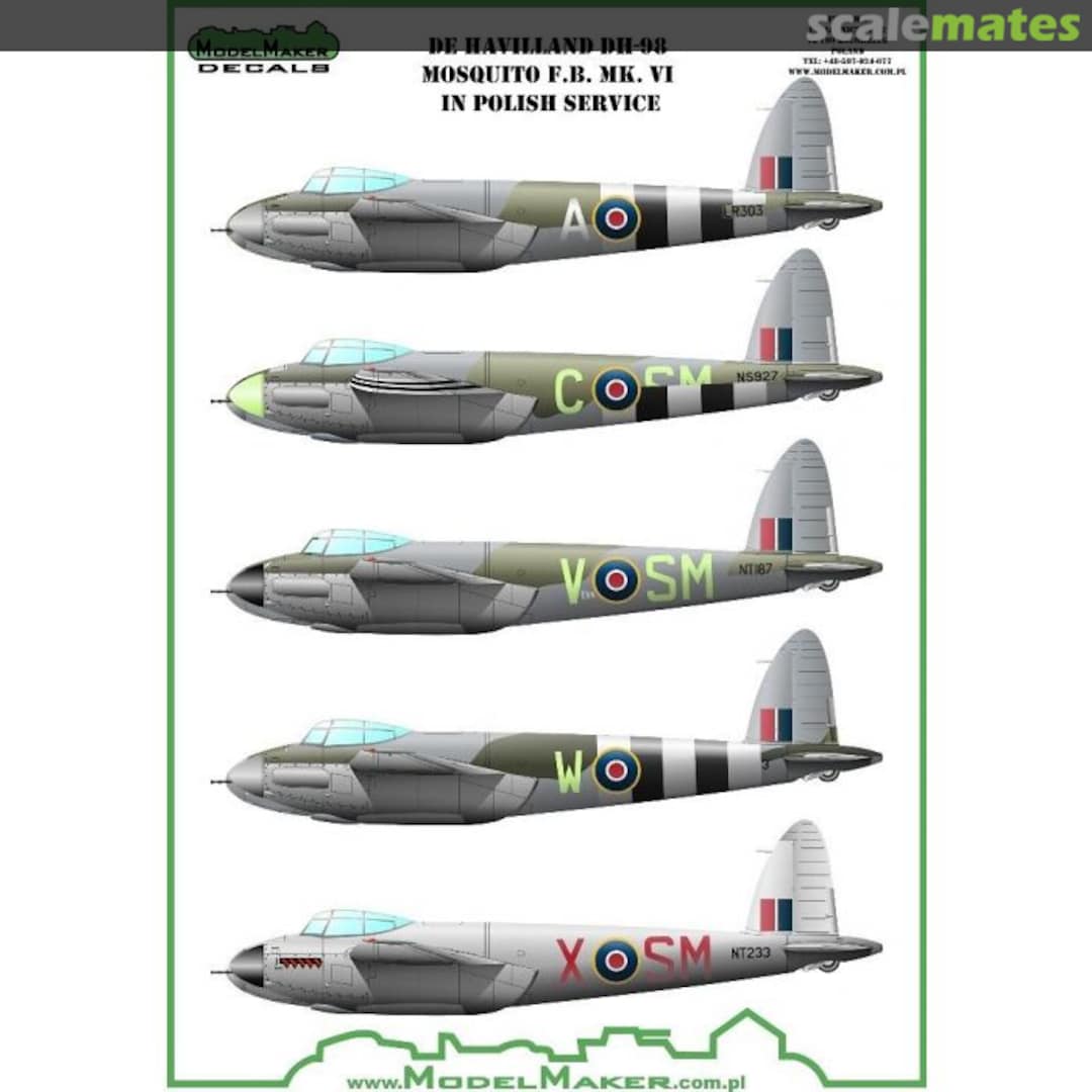 Boxart De Havilland DH-98 Mosquito F.B. Mk. VI in Polish service mask + decal MD32099 ModelMaker