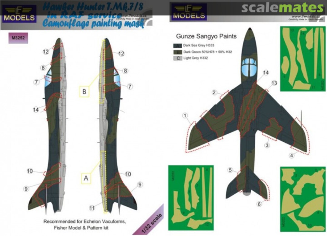 Boxart Hawker Hunter T.Mk.7/8 in RAF service Camouflage Painting Mask M3252 LF Models