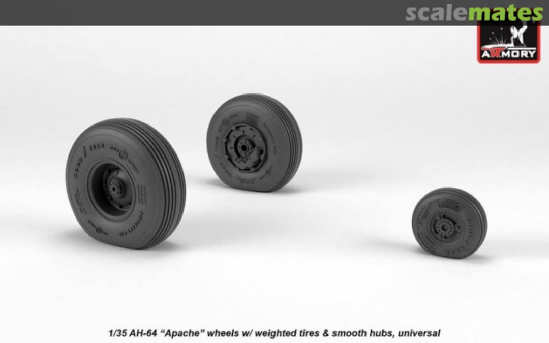 Boxart AH-64 Apache wheels w/ weighted tires, smooth hubs AW35304 Armory