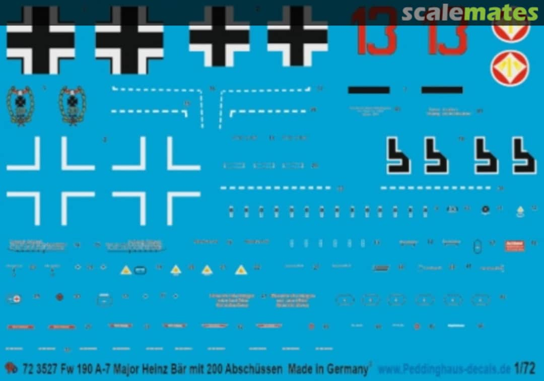 Boxart Fw 190 A-7 Major Heinz Bär 72 3527 Peddinghaus-Decals