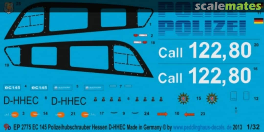 Boxart EC 145 Polizeihubschrauber Hessen D-HHEC EP 2775 Peddinghaus-Decals