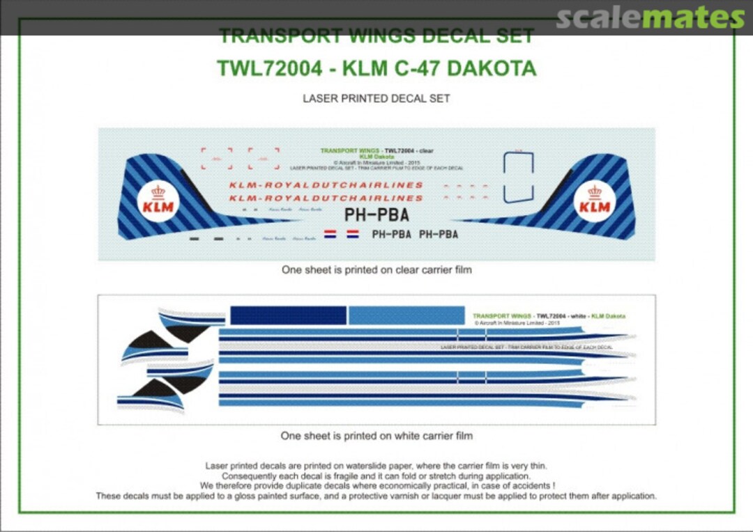 Boxart KLM (Dutch Dakota Association) Dakota TWL72004 Aircraft In Miniature Ltd