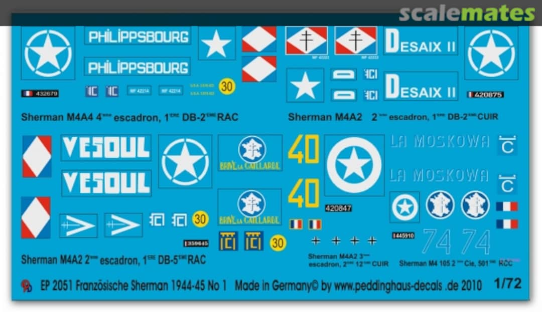 Boxart Sherman Tanks of the FFF in Normandy No 1 EP 2051 Peddinghaus-Decals