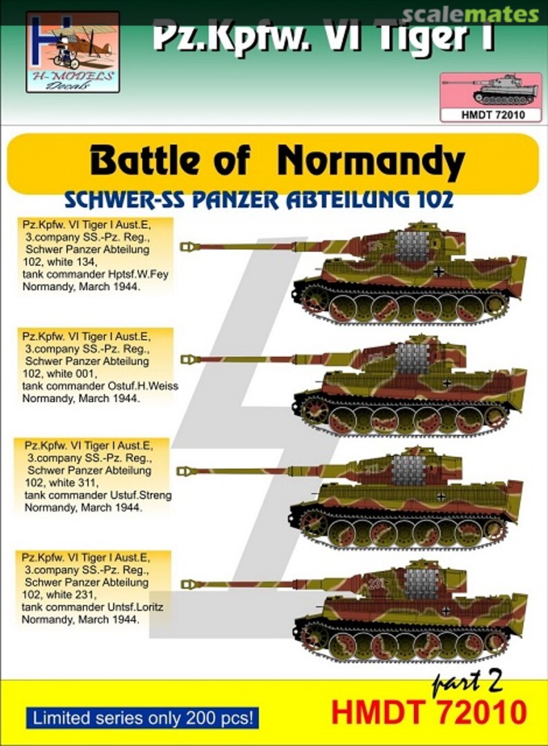 Boxart Pz.Kpfw.VI Tiger I Battle of Normandy pt. 2 HMT72010 H-Models Decals