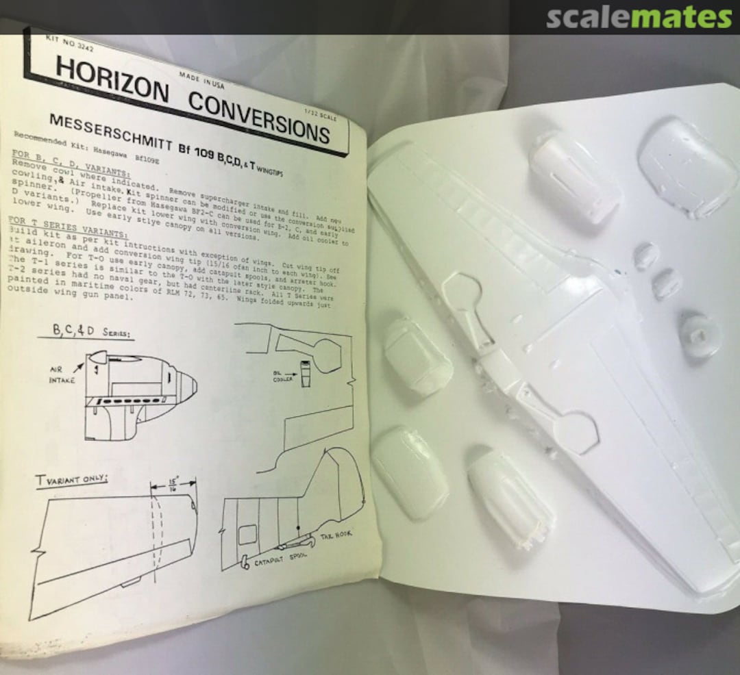 Boxart Messerschmitt Bf 109 B,C,D, & T wingtips 3242 Horizon Conversions