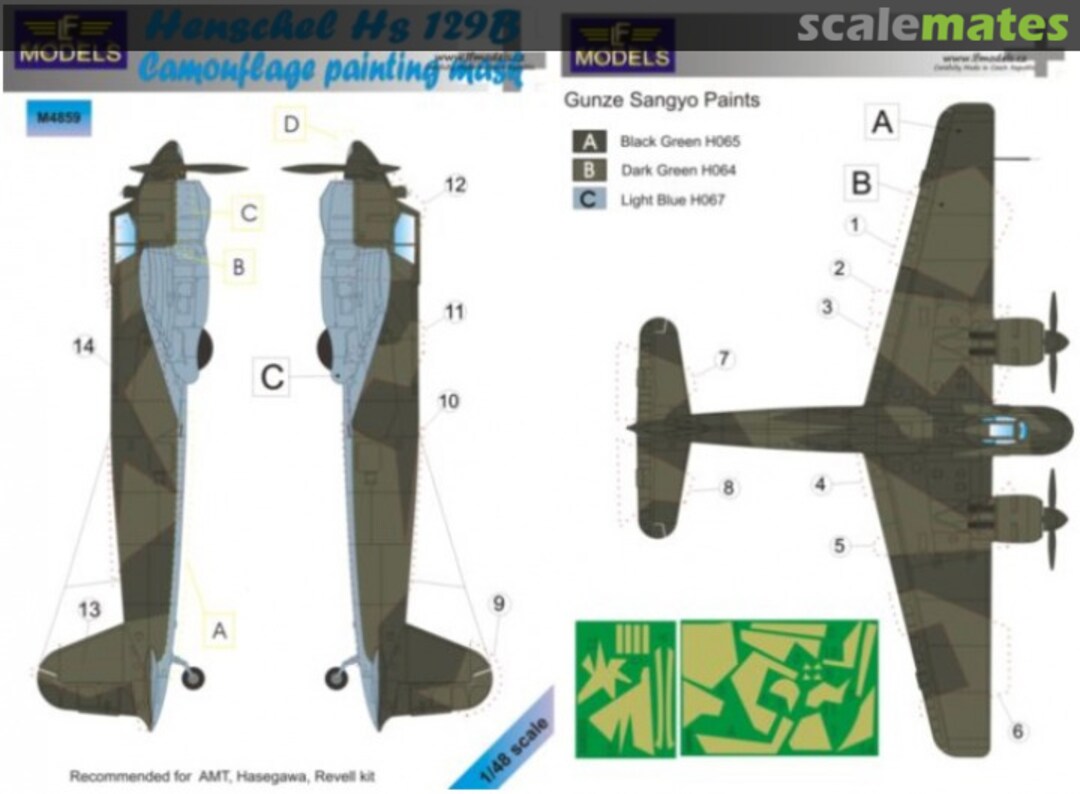 Boxart Henschel Hs-129B camouflage pattern paint mask M4859 LF Models