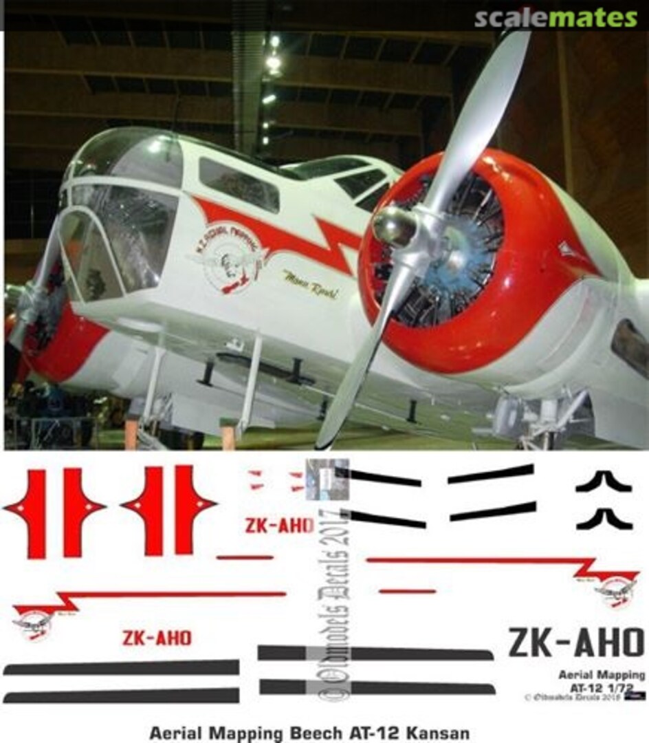 Boxart Aerial Mapping Beech AT-11 Kansan OMD1227 Oldmodels Decals