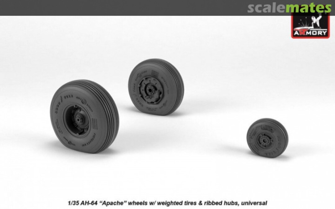 Boxart AH-64 Apache wheels w/ weighted tires, ribbed hubs AW35305 Armory