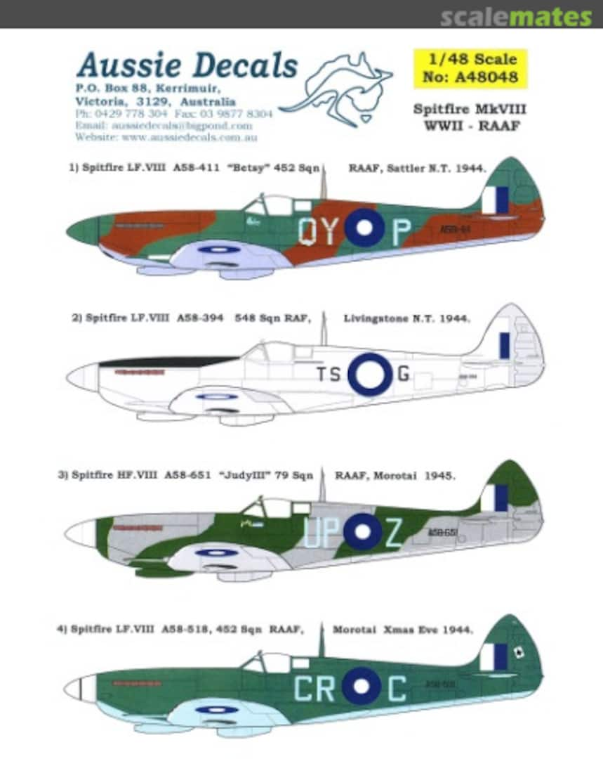 Boxart Spitfire MkVIII A48048 Aussie Decals