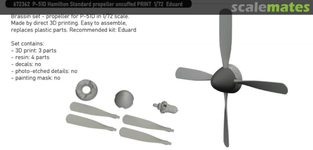 Boxart P-51D Hamilton Standard Propeller Uncuffed PRINT EDUARD 672362 Eduard