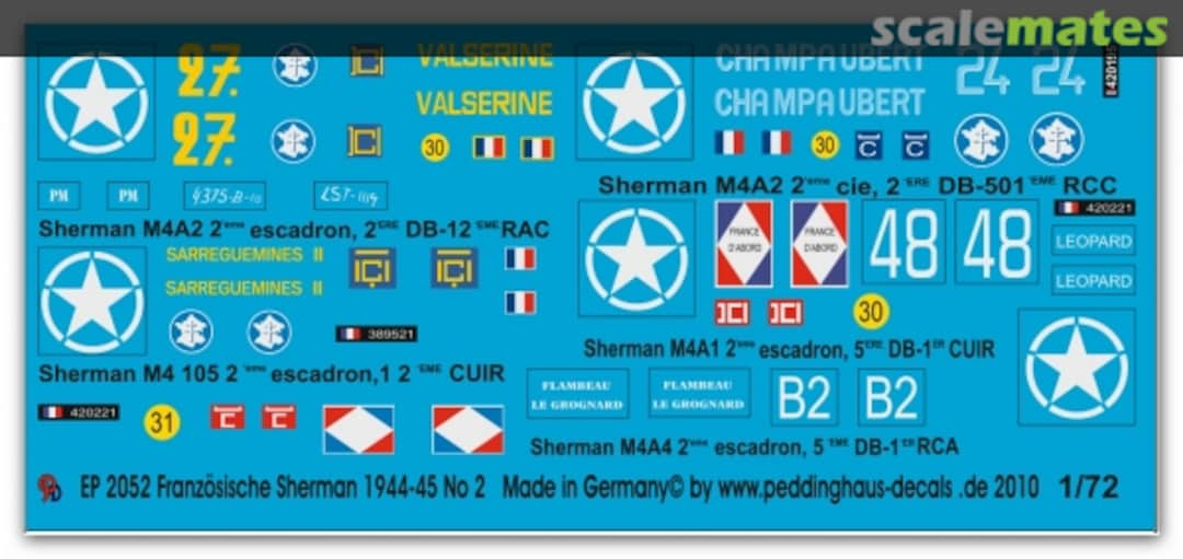 Boxart Sherman Tanks of the FFF in Normandy No 2 EP 2052 Peddinghaus-Decals