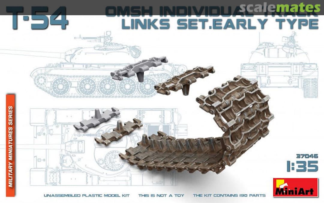 Boxart T-54 OMSh Individual Track Links Set. Early Type 37046 MiniArt