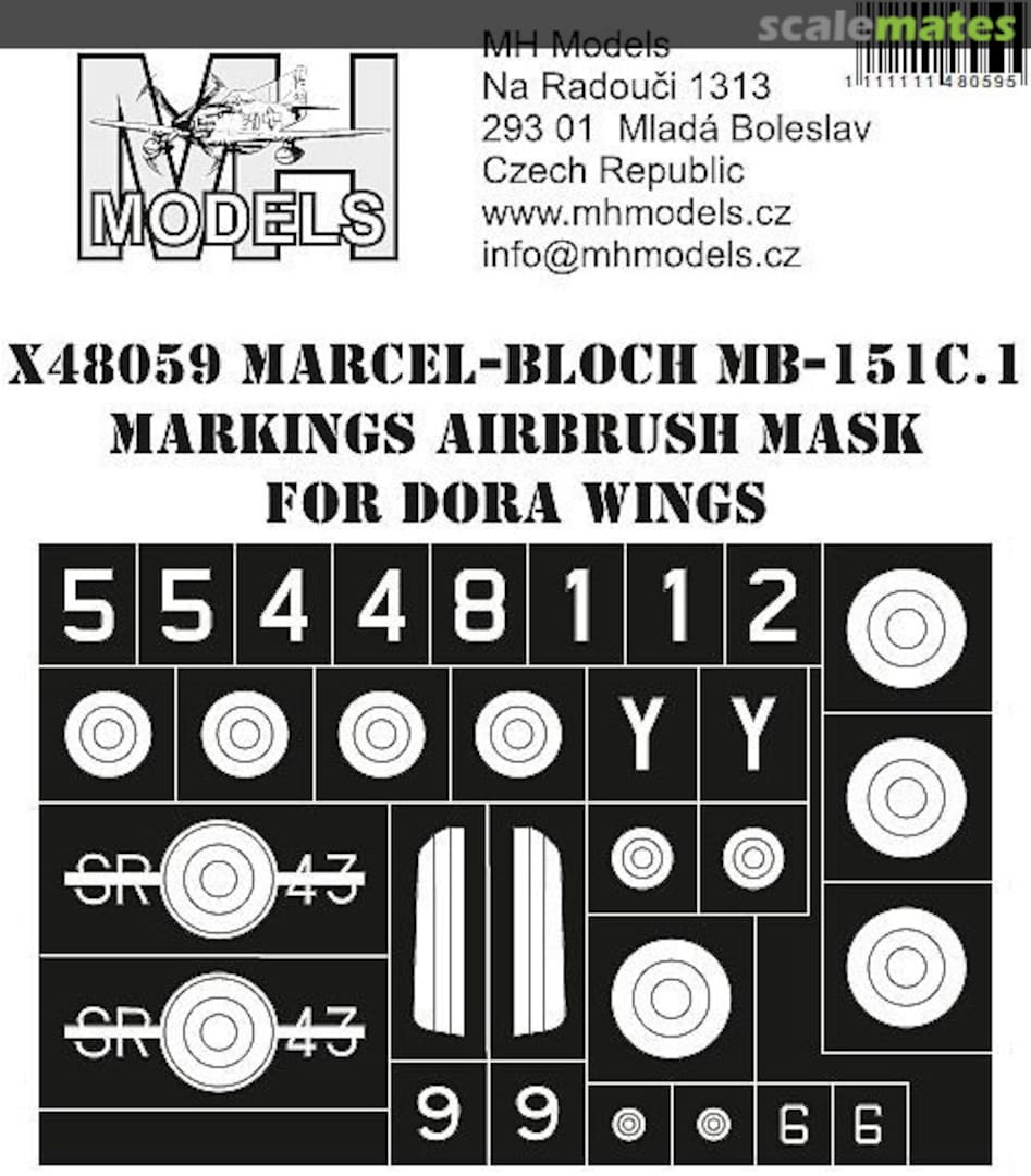 Boxart Marcel-Bloch MB-151C.1 Markings Airbrush Mask X48059 MH Models