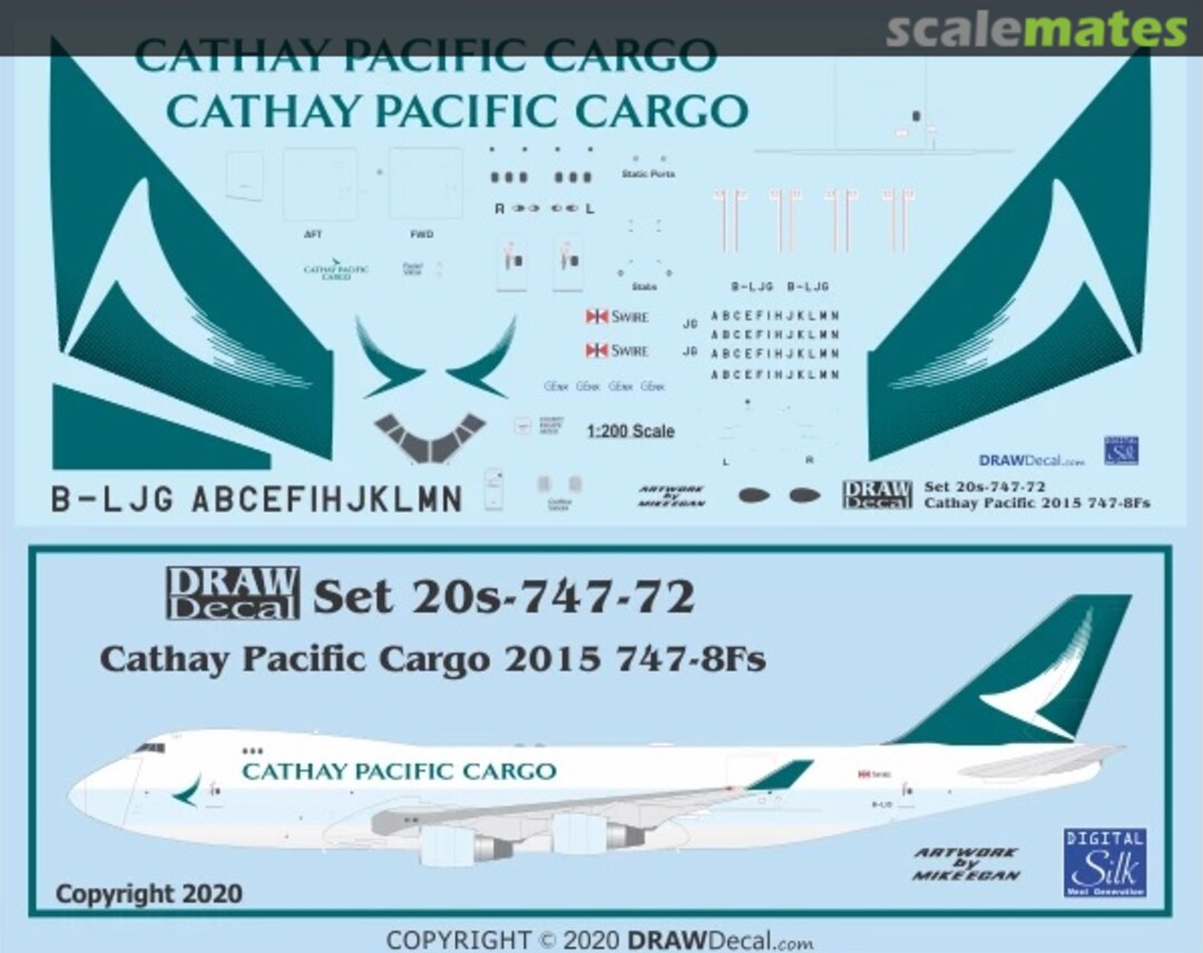 Boxart Cathay Pacific Cargo 747-8Fs 2015 Scheme 20-747-72 Draw Decal