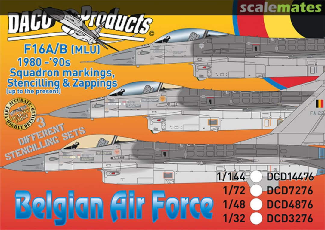 Boxart F-16A/B (MLU) 1980-90's Squadron markings, Stencilling & Zappings (up to the present) DCD4876 Daco Products