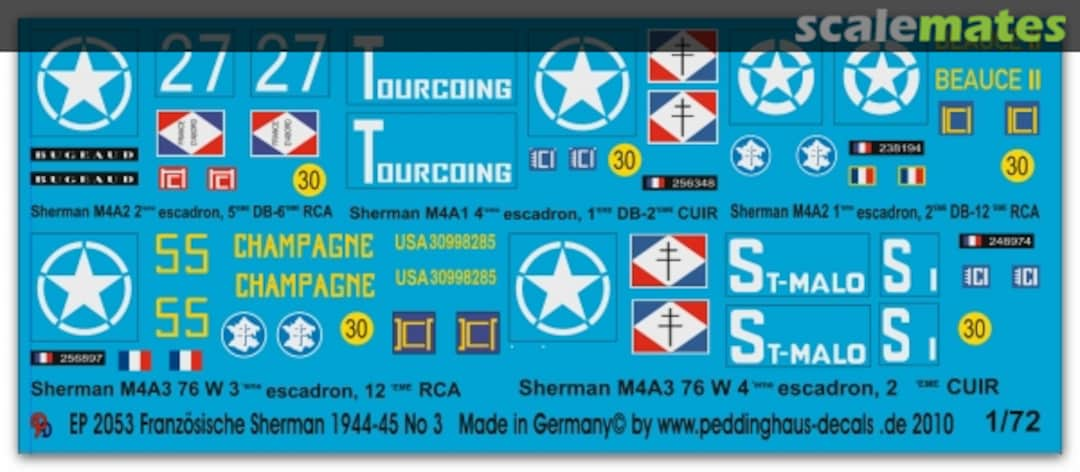 Boxart Sherman Tanks of the FFF in Normandy No 3 EP 2053 Peddinghaus-Decals