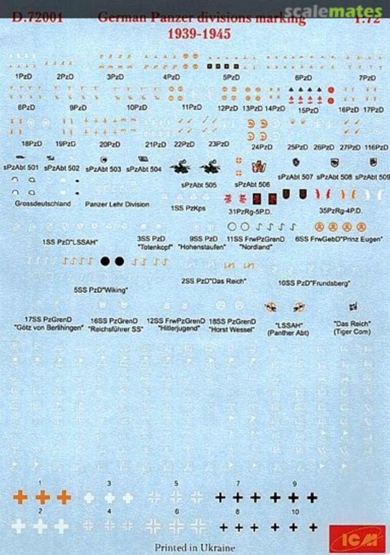 Contents German Panzer divisions marking D.72001 ICM