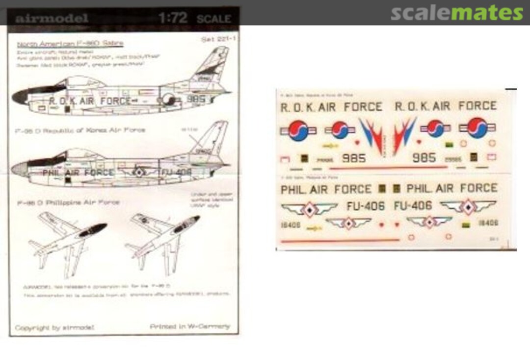 Boxart North American F-86D Sabre Dog 221-1 Airmodel