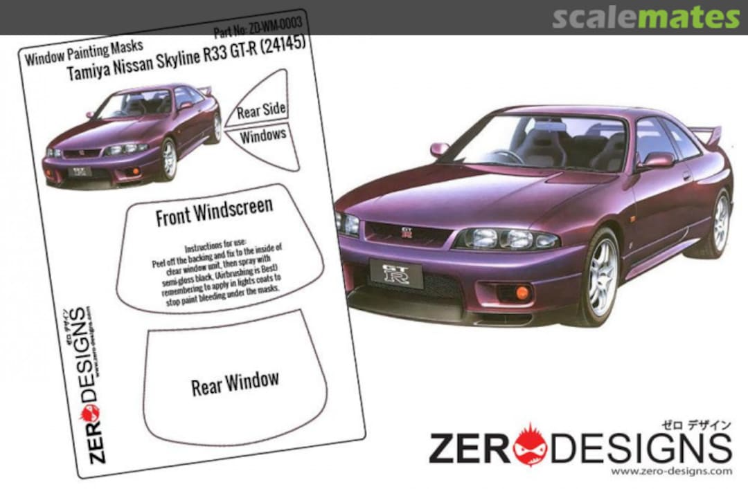 Boxart Nissan Skyline R33 GT-R Window Painting Masks ZD-WM-0003 Zerodesigns