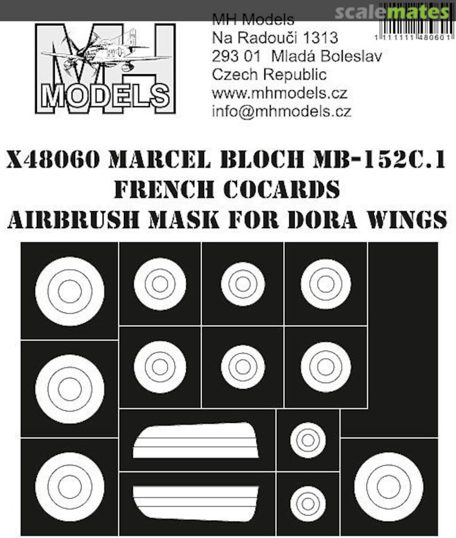 Boxart Marcel-Bloch MB-152C.1 French Cocards Airbrush Mask X48060 MH Models