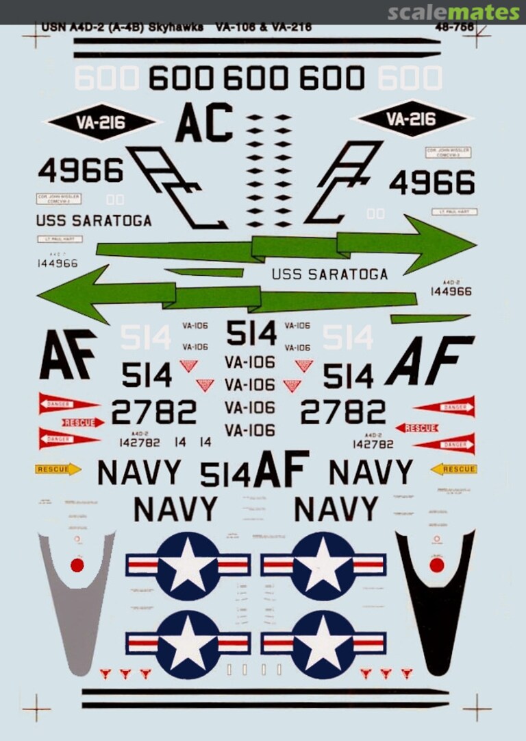 Boxart USN A4D-2 (A4B) Skyhawks 48-0756 SuperScale International