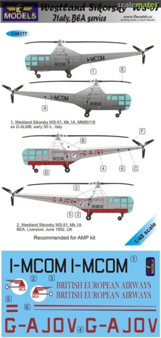 Boxart Westland Sikorsky WS-51 Italy, BEA service C48177 LF Models