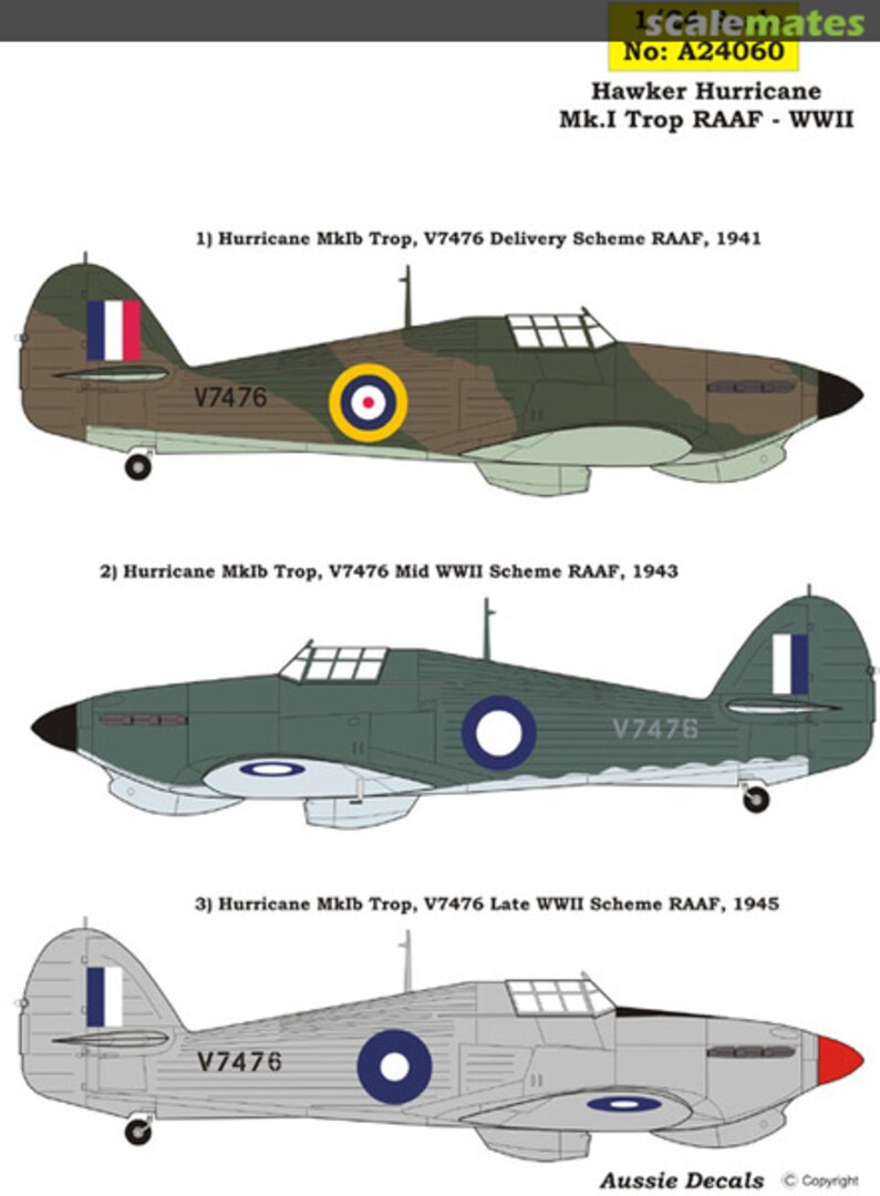 Boxart Hawker Hurricane Mk.I Trop A24060 Aussie Decals