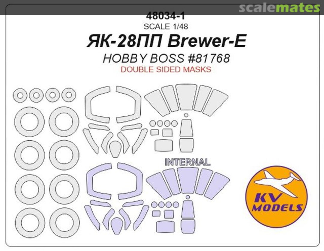 Boxart Mask for Yak-28PP (Double sided) + wheels masks 48034-1 KV Models