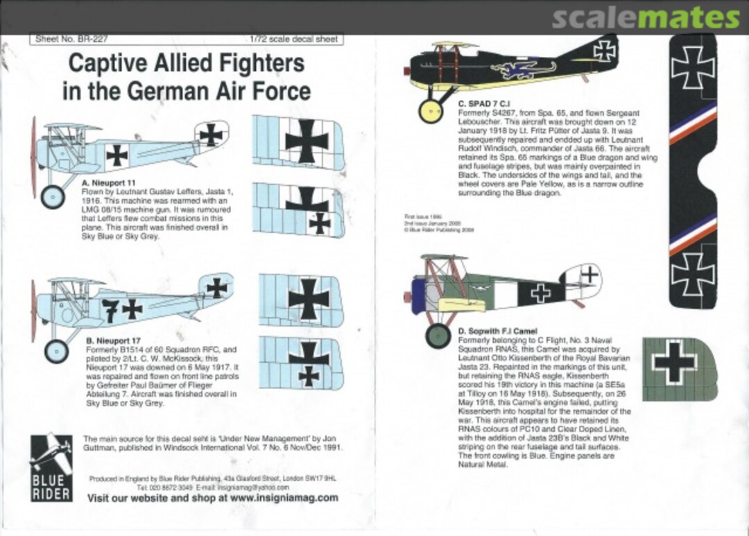 Boxart WWI Allied Fighter in German Service BR227 Blue Rider